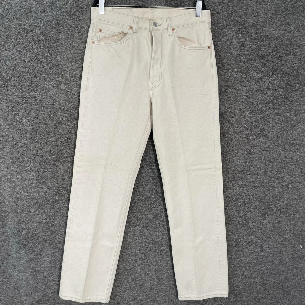 Vintage Levis 501 Jeans Mens 32x30 White Button Fly Straight Leg Made USA 90s